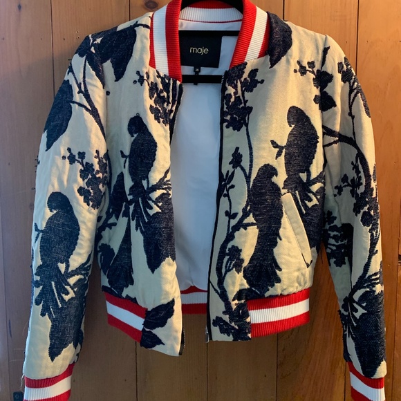 maje jacquard bomber jacket